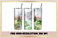 Camping Watercolor 20 oz Skinny Tumbler Wrap Product Image 1
