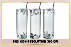 Blue Floral Sublimation 20oz Skinny Tumbler Wrap Product Image 1