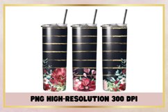 Burgundy Flowers 20 oz Skinny Tumbler Wrap Product Image 1