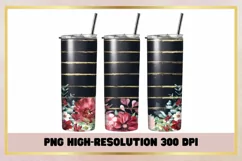 Burgundy Flowers 20 oz Skinny Tumbler Wrap Product Image 1