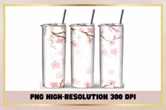 Pink Sakura 20 oz Skinny Tumbler Sublimation Full Wrap Product Image 1