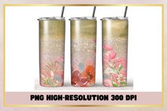 Pink Flowers 20oz Skinny Tumbler Sublimation Full Wrap Product Image 1