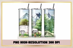 20 oz Skinny Camping Tumbler Sublimation Wrap Product Image 1