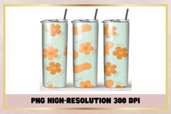 Orange Flowers Boho 20 oz Skinny Tumbler Sublimation Wrap Product Image 1
