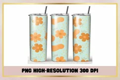 Orange Flowers Boho 20 oz Skinny Tumbler Sublimation Wrap Product Image 1
