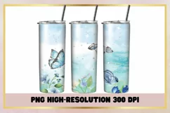 Butterfly Watercolor Sublimation 20oz Skinny Tumbler Wrap Product Image 1