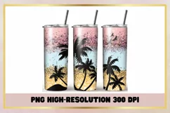 Summer Beach 20 oz Skinny Tumbler Sublimation Wrap Product Image 1