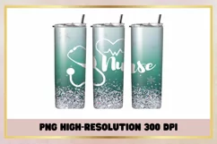 Teal Glitter Nurse 20 oz Skinny Tumbler Wrap Sublimation Product Image 1
