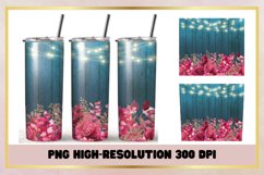 Burgundy Flowers 20 oz Skinny Tumbler Sublimation Wrap Product Image 1