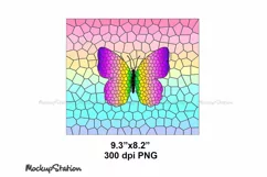 Butterfly Tumbler Wrap | Stained Glass Tumbler Design PNG Product Image 3