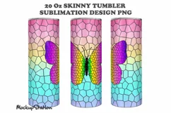 Butterfly Tumbler Wrap | Stained Glass Tumbler Design PNG Product Image 2