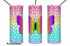 Butterfly Tumbler Wrap | Stained Glass Tumbler Design PNG Product Image 1