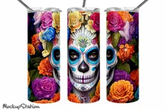Sugar Skull Tumbler Wrap PNG | La Catrina Designs Product Image 2