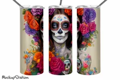 Sugar Skull Tumbler Wrap PNG | La Catrina Designs Product Image 3