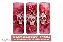Sugar Skull Tumbler Wrap PNG | La Calavera Sublimation Product Image 1