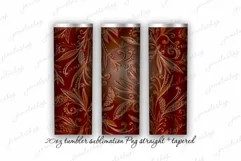 Floral Tooled leather tumbler design 20oz tapered & straight Product Image 1