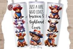 Just A Girl Who Loves America &amp; Highland Cows Tumbler Wrap Product Image 1