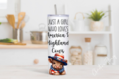Just A Girl Who Loves America &amp; Highland Cows Tumbler Wrap Product Image 2