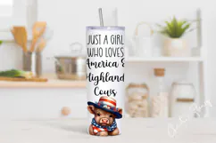 Just A Girl Who Loves America & Highland Cows Tumbler Wrap Product Image 2