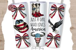 Western Just A Girl Who Loves America Tumbler Wrap PNG Product Image 1