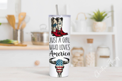 Western Just A Girl Who Loves America Tumbler Wrap PNG Product Image 2