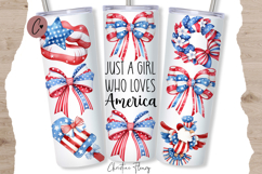 Cute Just A Girl Who Loves America Tumbler Wrap PNG Product Image 1