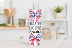 Cute Just A Girl Who Loves America Tumbler Wrap PNG Product Image 2