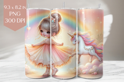 Rainbow Unicorn &amp; Girl Tumbler Wrap PNG 20oz Product Image 1