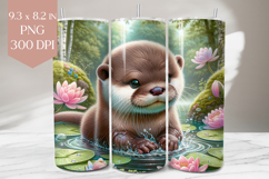 Otter in Pond Tumbler Wrap PNG 20oz Sublimation Product Image 1