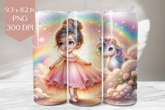 Unicorn &amp; Girl Rainbow Tumbler Wrap PNG 20oz Product Image 1