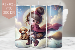 Witch Girl &amp; Puppy 20oz Tumbler Wrap Sublimation PNG Product Image 1