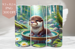 Cute Otter Bath Tumbler Wrap PNG 20oz Sublimation Product Image 1