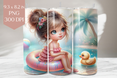 Beach Girl Tumbler Wrap PNG, 20oz Summer Duck Tumbler Design Product Image 1