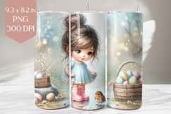 Easter Girl with Bird 20oz Tumbler Wrap PNG Product Image 1