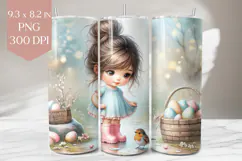 Easter Girl with Bird 20oz Tumbler Wrap PNG Product Image 1