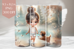 Summer Lake Girl 20oz Tumbler Wrap PNG Product Image 1