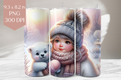 Winter Girl and Polar Bear Tumbler Wrap PNG Product Image 1