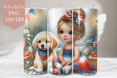 Patriotic Girl and Puppy Tumbler Wrap PNG Product Image 1