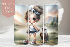 Patriotic Girl with Eagle Tumbler Wrap PNG Product Image 1