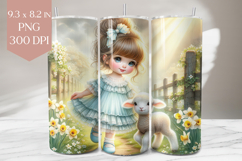 Little Girl with Lamb Tumbler Wrap PNG Product Image 1