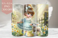 Little Girl with Lamb Tumbler Wrap PNG Product Image 1