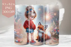 4th of July Girl and Fox Tumbler Wrap Product Image 1