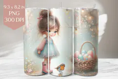 Easter Girl and Basket Tumbler Wrap PNG Product Image 1