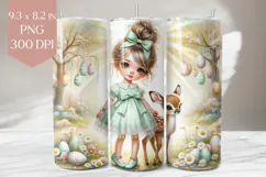 Easter Girl and Fawn Tumbler Sublimation Wrap Product Image 1
