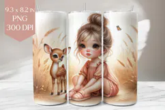 Girl and Baby Deer Tumbler Sublimation Wrap Product Image 1