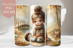 Autumn Girl and Hedgehog Tumbler Sublimation Wrap Product Image 1