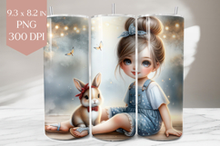 Girl and Bunny Tumbler Sublimation Wrap Product Image 1