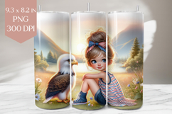 Patriotic Girl &amp; Eagle Tumbler Sublimation PNG Product Image 1