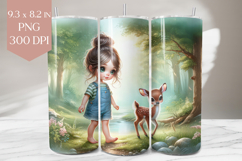 Forest Girl and Fawn Tumbler Sublimation Product Image 1