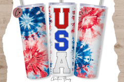 Preppy Tie Dye USA Tumbler Wrap PNG | 4th Of July PNG Product Image 1